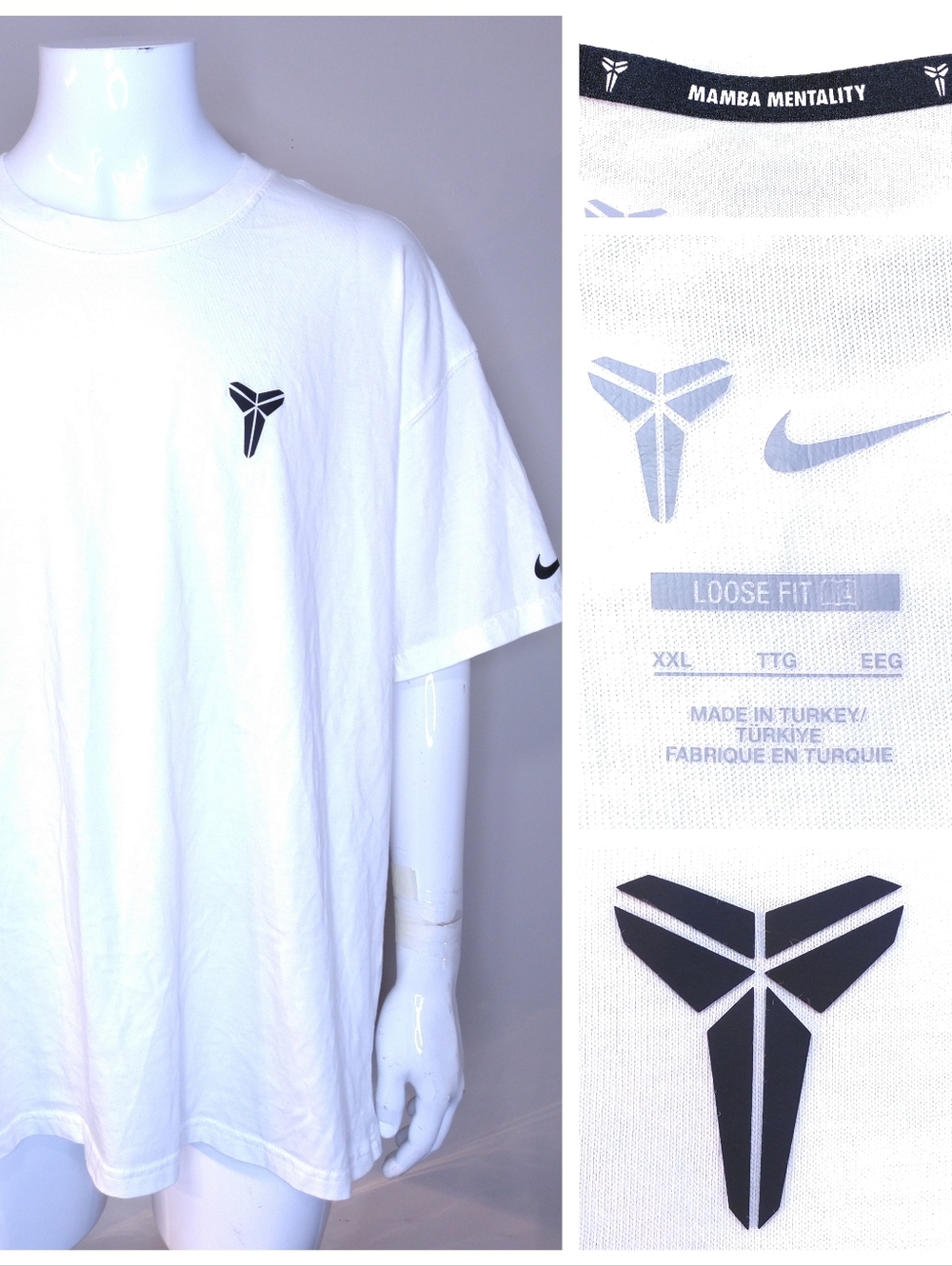 NIKE KOBE T Shirt Mamba Mentality XXL Crew Neck Tee 2XL MENS Kobe Bryant LAKERS